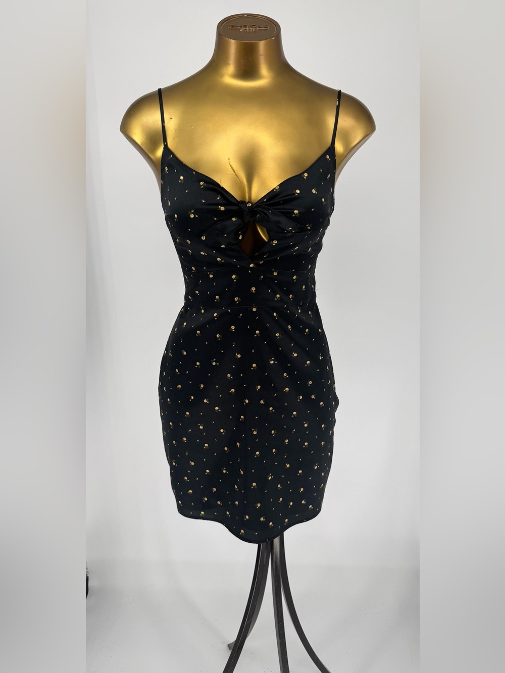 Abercrombie & Fitch Black Gold Floral Tie-Front Mini Dress Size XSP